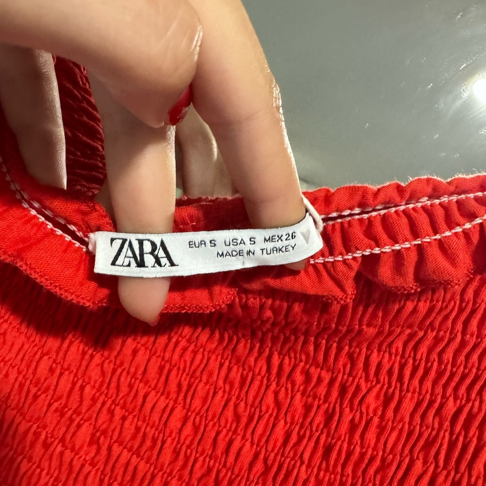 Zara Red Ruffled Off-Shoulder Dress - Picture 3 of 3